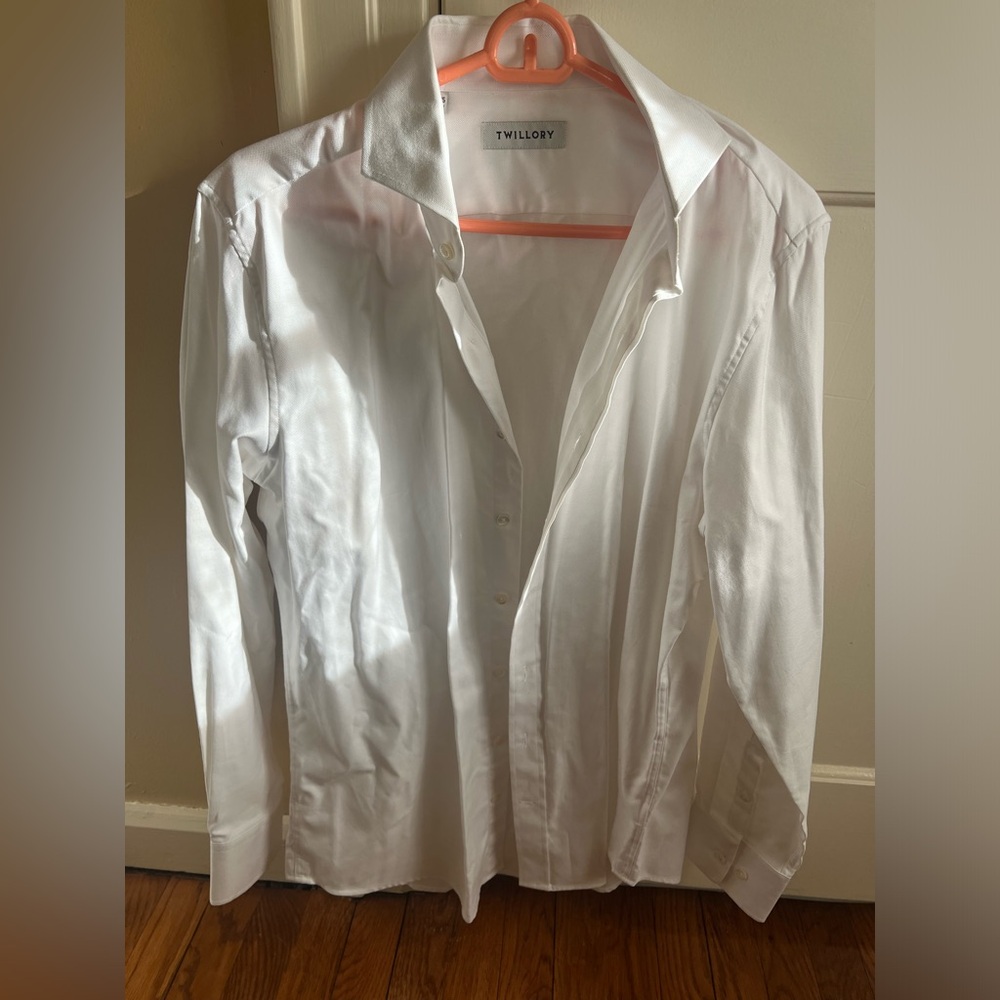 Men’s twillory white button down shirt